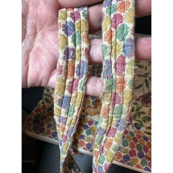 Quilted Floral Tote Bag Cotton Multicolor 15x11 - Picture 8 of 10